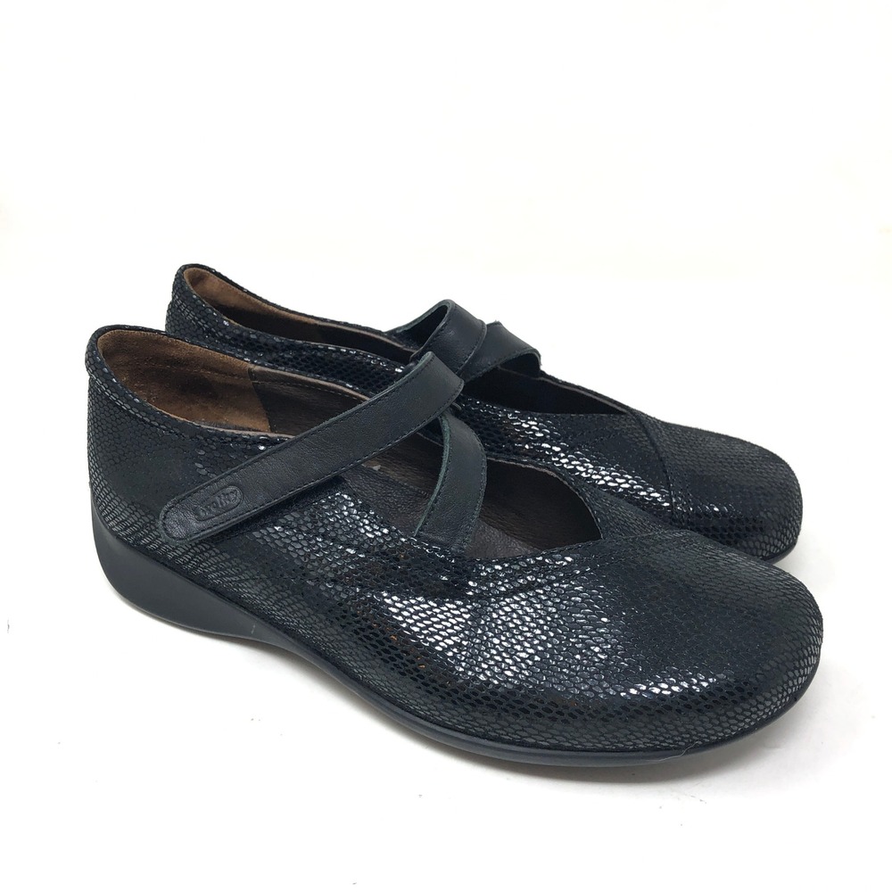 Wolky Womens 38 Passion Mary Jane Black Snakeskin Shimmer Leather Comfort Shoes